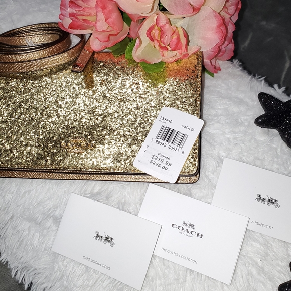 NwT COACH Gold Glitter Crossbody Party Bag - Picture 10 of 11